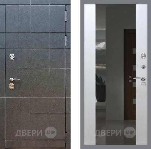 Входная металлическая Дверь Рекс (REX) 21 СБ-16 Зеркало Белый ясень в Электрогорске