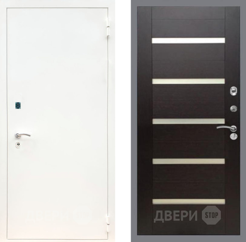 Дверь Рекс (REX) 1А Белая шагрень СБ-14 стекло белое венге поперечный в Электрогорске