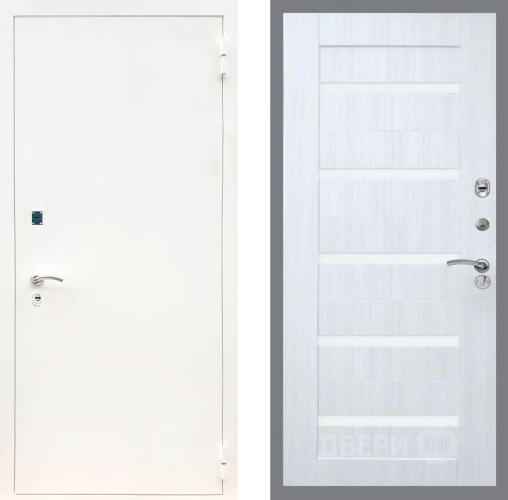 Дверь Рекс (REX) 1А Белая шагрень СБ-14 стекло белое Сандал белый в Электрогорске