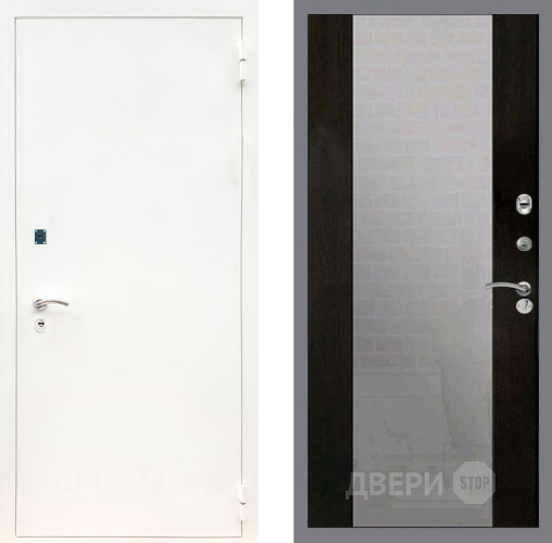 Входная металлическая Дверь Рекс (REX) 1А Белая шагрень СБ-16 Зеркало Венге в Электрогорске