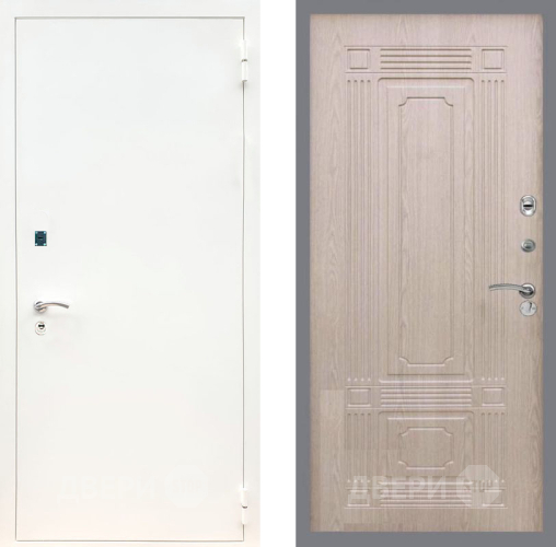 Входная металлическая Дверь Рекс (REX) 1А Белая шагрень FL-2 Беленый дуб в Электрогорске