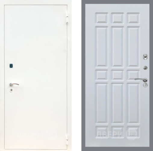 Входная металлическая Дверь Рекс (REX) 1А Белая шагрень FL-33 Белый ясень в Электрогорске