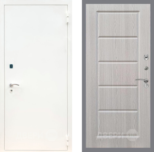 Входная металлическая Дверь Рекс (REX) 1А Белая шагрень FL-39 Беленый дуб в Электрогорске