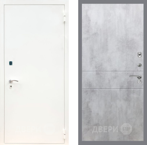 Входная металлическая Дверь Рекс (REX) 1А Белая шагрень FL-290 Бетон светлый в Электрогорске