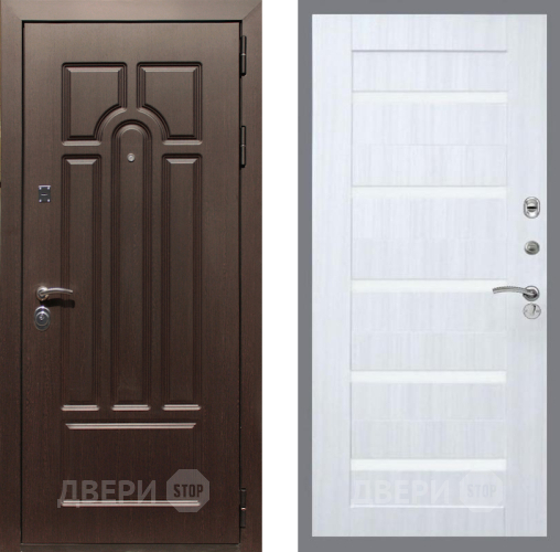 Входная металлическая Дверь Рекс (REX) Эврика СБ-14 стекло белое Сандал белый в Электрогорске