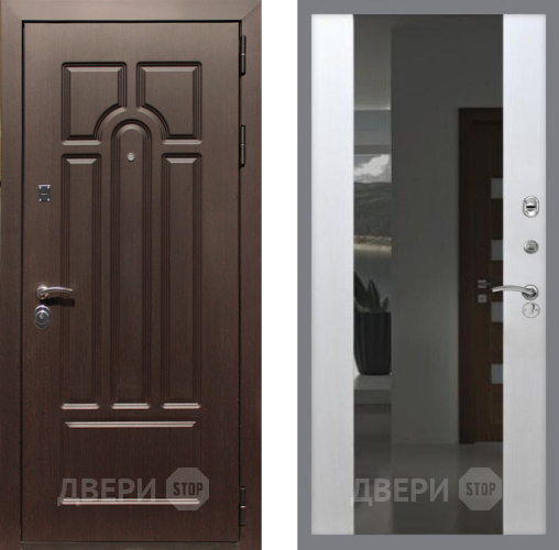 Входная металлическая Дверь Рекс (REX) Эврика СБ-16 Зеркало Белый ясень в Электрогорске