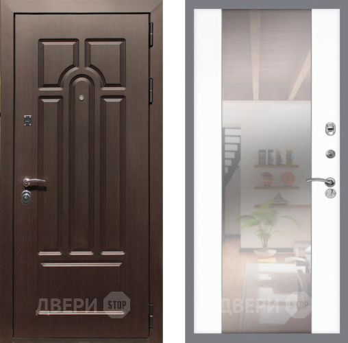 Входная металлическая Дверь Рекс (REX) Эврика СБ-16 Зеркало Силк Сноу в Электрогорске