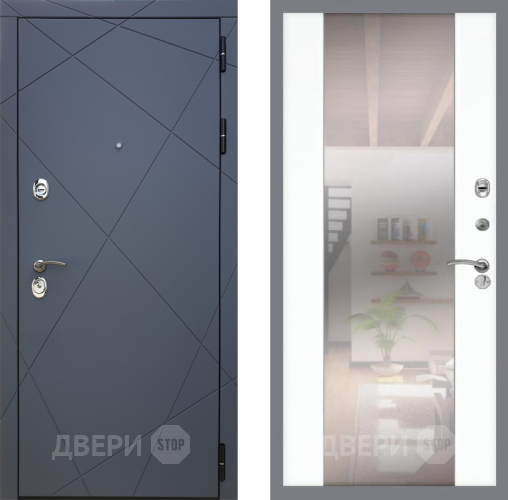 Входная металлическая Дверь Рекс (REX) 13 Силк Титан СБ-16 Зеркало Силк Сноу в Электрогорске