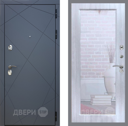 Входная металлическая Дверь Рекс (REX) 13 Силк Титан Зеркало Пастораль Сандал белый в Электрогорске