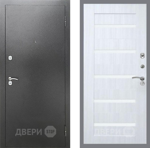 Входная металлическая Дверь Рекс (REX) Сити СБ-14 стекло белое Сандал белый в Электрогорске
