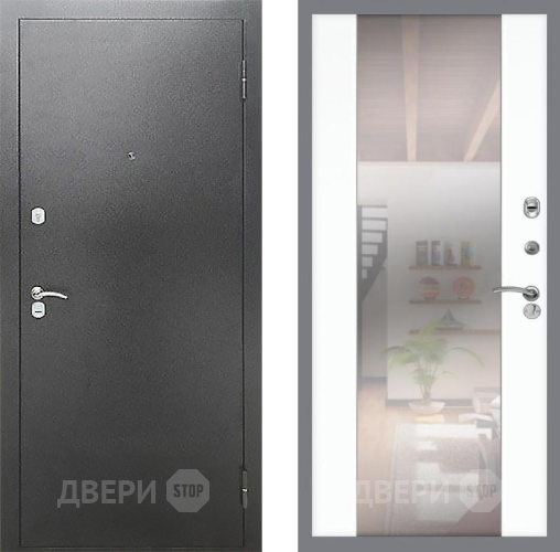 Входная металлическая Дверь Рекс (REX) Сити СБ-16 Зеркало Силк Сноу в Электрогорске