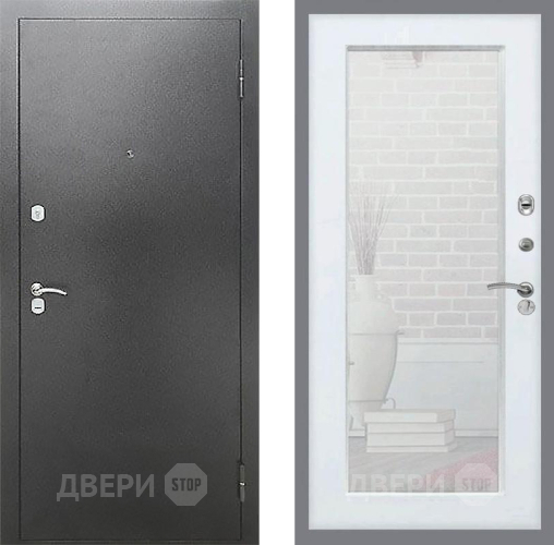 Входная металлическая Дверь Рекс (REX) Сити Зеркало Пастораль Белый ясень в Электрогорске