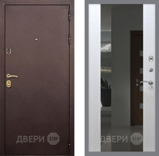 Входная металлическая Дверь Рекс (REX) Лайт 3К СБ-16 Зеркало Белый ясень в Электрогорске