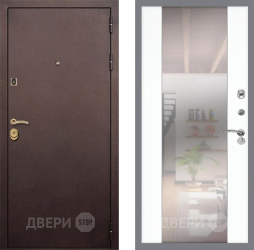 Входная металлическая Дверь Рекс (REX) Лайт 3К СБ-16 Зеркало Силк Сноу в Электрогорске