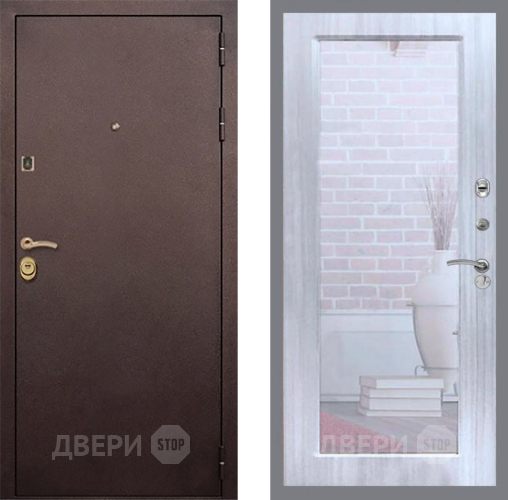 Входная металлическая Дверь Рекс (REX) Лайт 3К Зеркало Пастораль Сандал белый в Электрогорске
