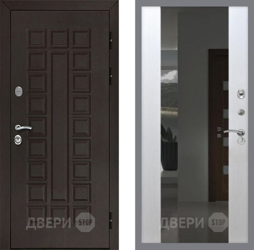 Входная металлическая Дверь Рекс (REX) Сенатор 3К СБ-16 Зеркало Белый ясень в Электрогорске