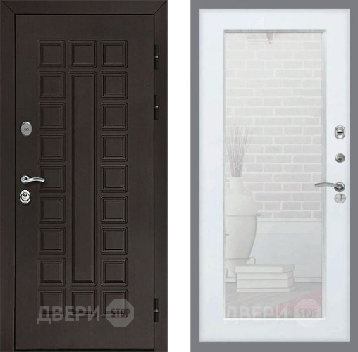 Входная металлическая Дверь Рекс (REX) Сенатор 3К Зеркало Пастораль Белый ясень в Электрогорске