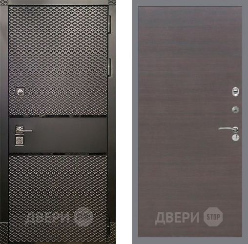 Входная металлическая Дверь Рекс (REX) 15 Черный Кварц GL венге поперечный в Электрогорске