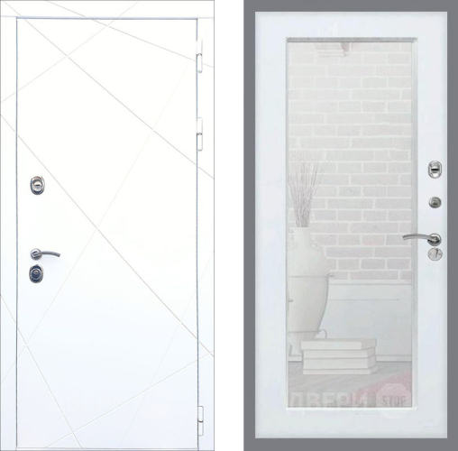 Входная металлическая Дверь Рекс (REX) 13 Силк Сноу Зеркало Пастораль Белый ясень в Электрогорске