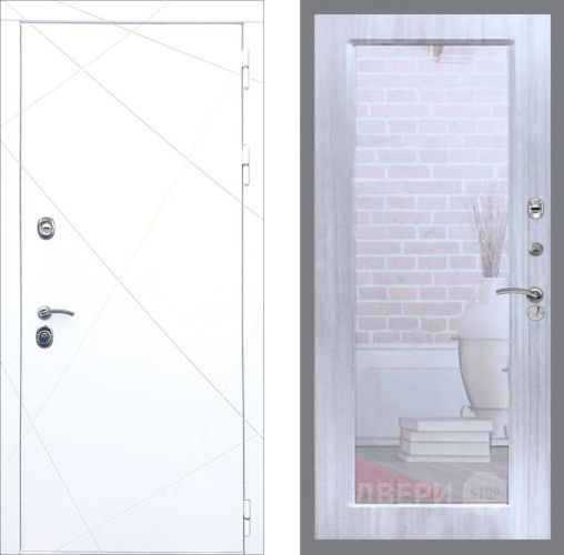 Входная металлическая Дверь Рекс (REX) 13 Силк Сноу Зеркало Пастораль Сандал белый в Электрогорске