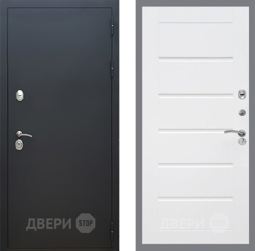 Входная металлическая Дверь Рекс (REX) 5 Черный Муар Сити Белый ясень в Электрогорске