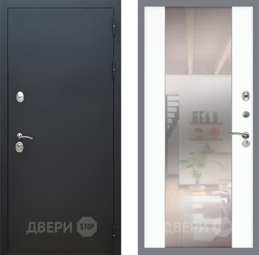 Дверь Рекс (REX) 5 Черный Муар СБ-16 Зеркало Силк Сноу в Электрогорске