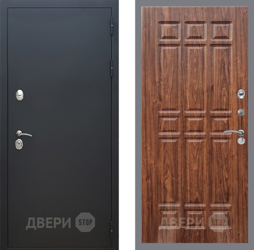 Входная металлическая Дверь Рекс (REX) 5 Черный Муар FL-33 орех тисненый в Электрогорске