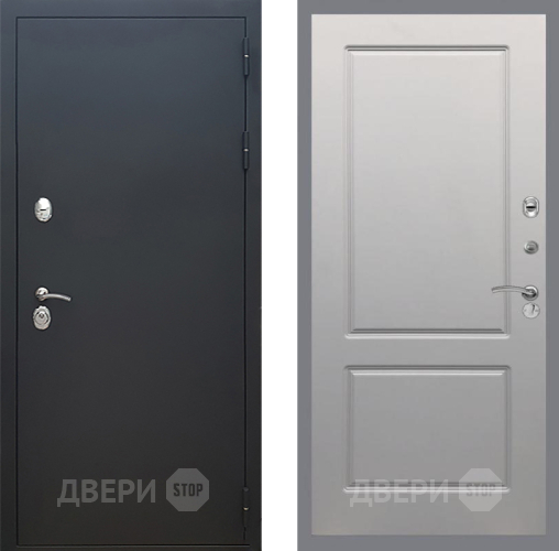 Входная металлическая Дверь Рекс (REX) 5 Черный Муар FL-117 Грей софт в Электрогорске