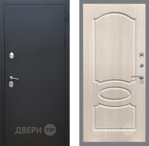 Входная металлическая Дверь Рекс (REX) 5 Черный Муар FL-128 Беленый дуб в Электрогорске