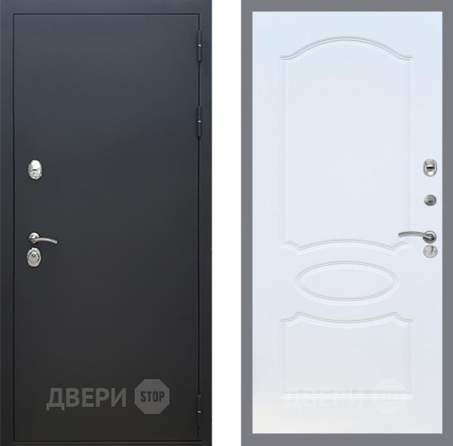 Входная металлическая Дверь Рекс (REX) 5 Черный Муар FL-128 Белый ясень в Электрогорске
