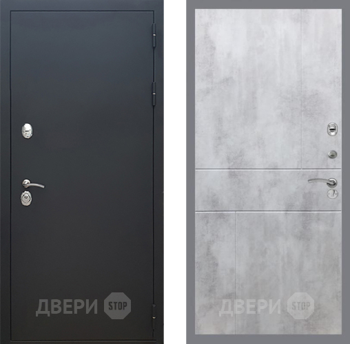 Входная металлическая Дверь Рекс (REX) 5 Черный Муар FL-290 Бетон светлый в Электрогорске
