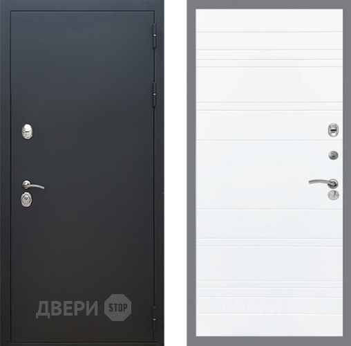 Входная металлическая Дверь Рекс (REX) 5 Черный Муар Line Силк Сноу в Электрогорске