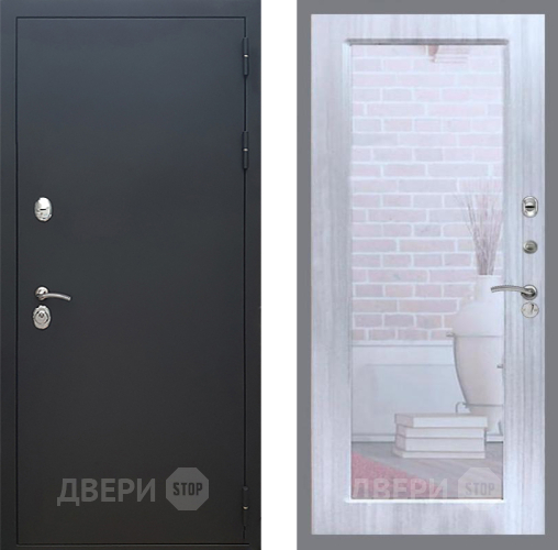 Входная металлическая Дверь Рекс (REX) 5 Черный Муар Зеркало Пастораль Сандал белый в Электрогорске