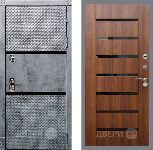 Дверь Рекс (REX) 15 Бетон Темный СБ-14 стекло черное Орех бренди в Электрогорске