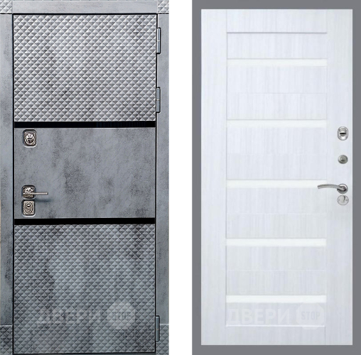 Входная металлическая Дверь Рекс (REX) 15 Бетон Темный СБ-14 стекло белое Сандал белый в Электрогорске