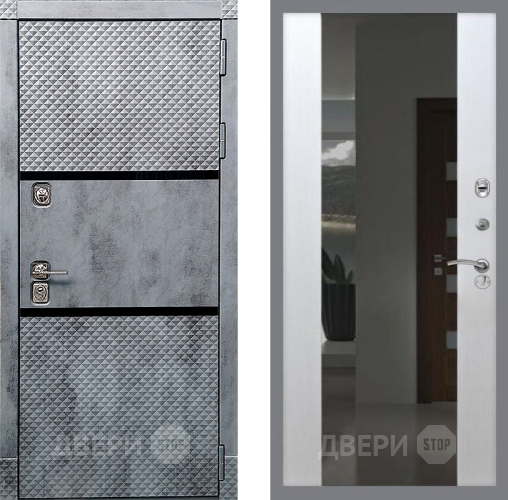 Входная металлическая Дверь Рекс (REX) 15 Бетон Темный СБ-16 Зеркало Белый ясень в Электрогорске
