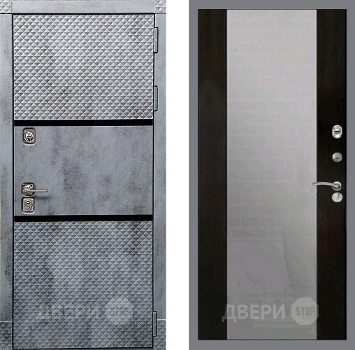 Входная металлическая Дверь Рекс (REX) 15 Бетон Темный СБ-16 Зеркало Венге в Электрогорске
