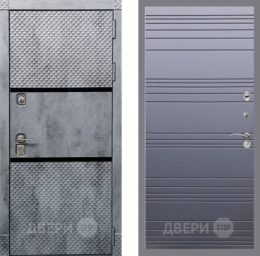 Входная металлическая Дверь Рекс (REX) 15 Бетон Темный Line Силк титан в Электрогорске