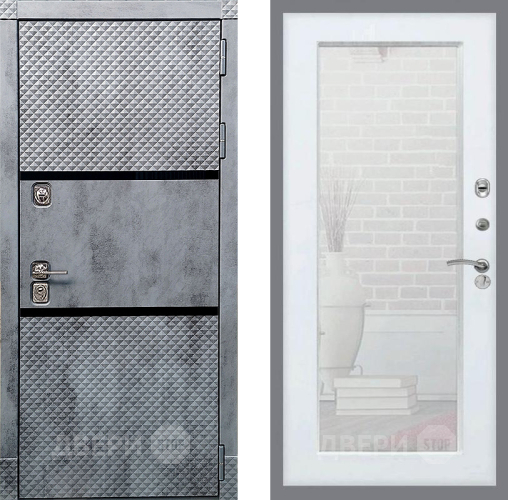 Дверь Рекс (REX) 15 Бетон Темный Зеркало Пастораль Белый ясень в Электрогорске