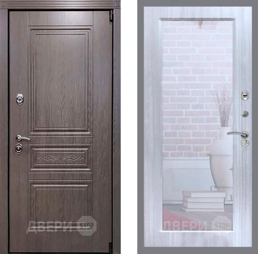 Входная металлическая Дверь Рекс (REX) Премиум-S Зеркало Пастораль Сандал белый в Электрогорске