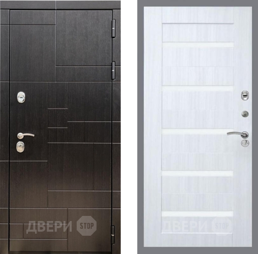 Входная металлическая Дверь Рекс (REX) 20 СБ-14 стекло белое Сандал белый в Электрогорске