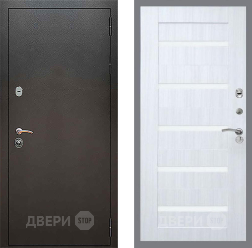 Входная металлическая Дверь Рекс (REX) 5 Серебро Антик СБ-14 стекло белое Сандал белый в Электрогорске