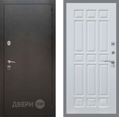 Входная металлическая Дверь Рекс (REX) 5 Серебро Антик FL-33 Белый ясень в Электрогорске