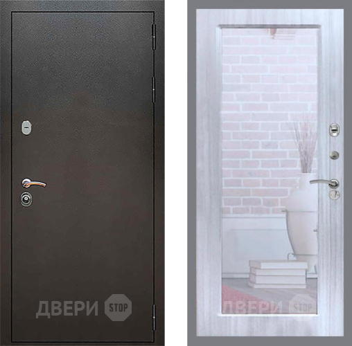 Входная металлическая Дверь Рекс (REX) 5 Серебро Антик Зеркало Пастораль Сандал белый в Электрогорске