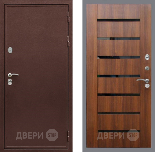 Входная металлическая Дверь Рекс (REX) 5А СБ-14 стекло черное Орех бренди в Электрогорске