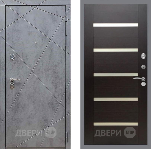 Входная металлическая Дверь Рекс (REX) 13 Бетон Темный СБ-14 стекло белое венге поперечный в Электрогорске