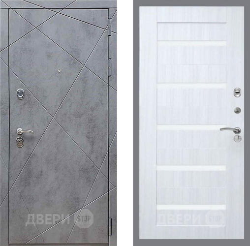 Дверь Рекс (REX) 13 Бетон Темный СБ-14 стекло белое Сандал белый в Электрогорске