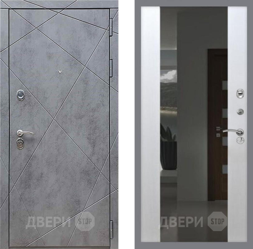 Входная металлическая Дверь Рекс (REX) 13 Бетон Темный СБ-16 Зеркало Белый ясень в Электрогорске