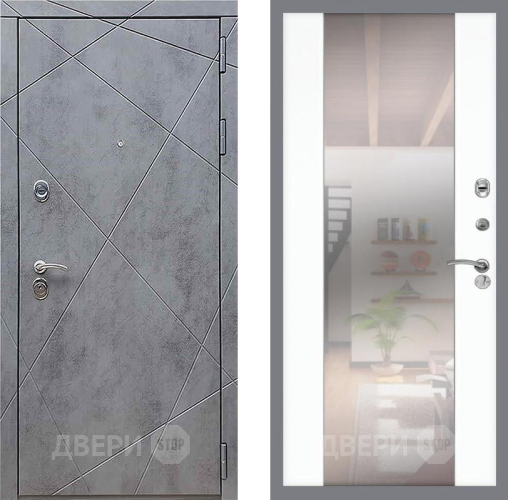 Входная металлическая Дверь Рекс (REX) 13 Бетон Темный СБ-16 Зеркало Силк Сноу в Электрогорске