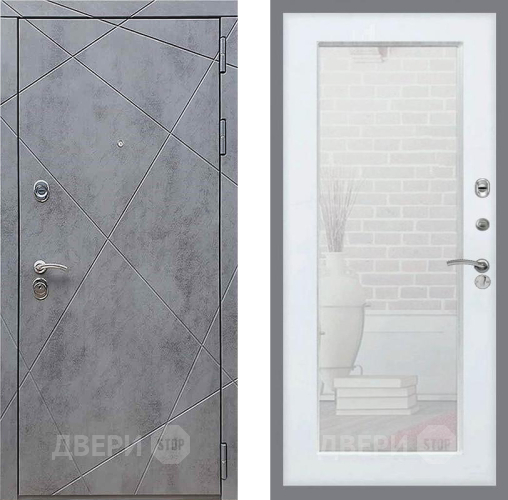 Входная металлическая Дверь Рекс (REX) 13 Бетон Темный Зеркало Пастораль Белый ясень в Электрогорске